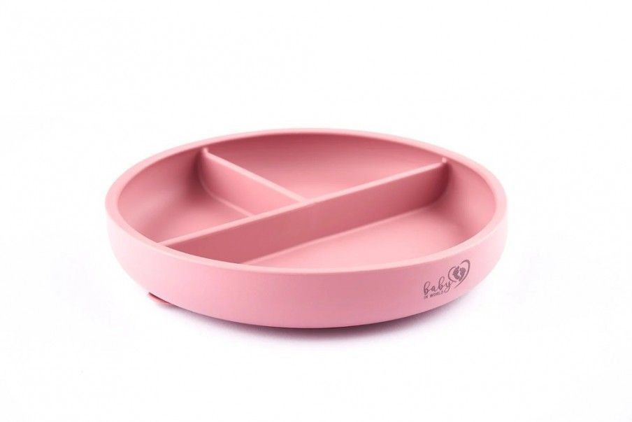 BABY IN WORLD Talerz silikonowy z podziałką Dasky Lilac