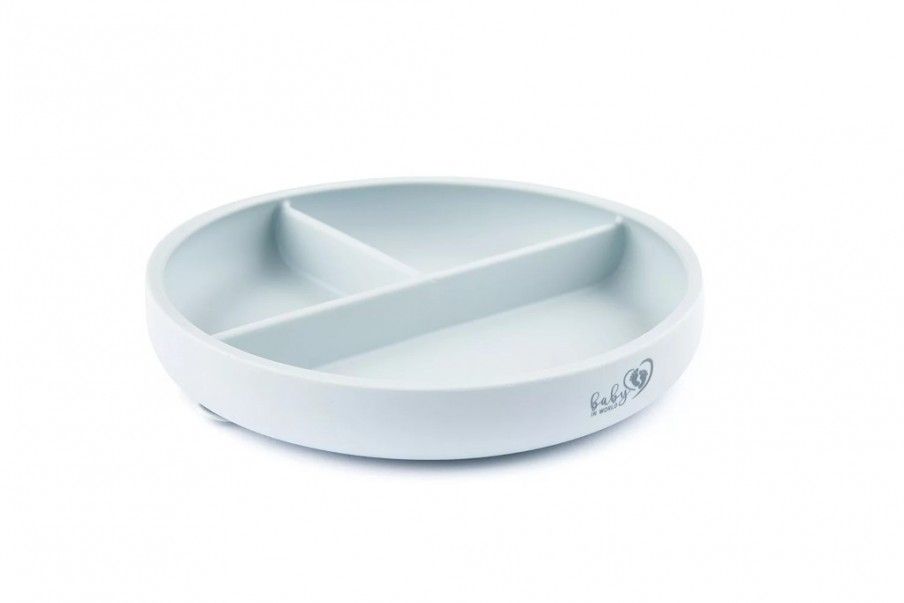 Talerz silikonowy z podziałką Grey