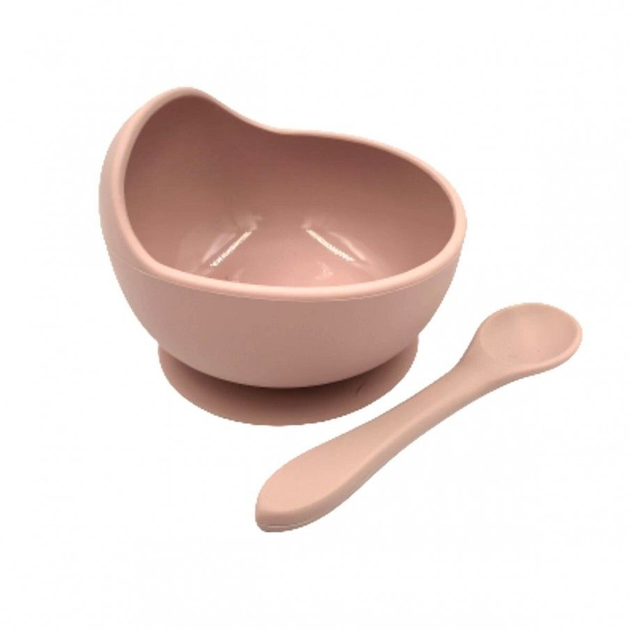BABY IN WORLD Miska silikonowa z przyssawką i łyżeczką Rose