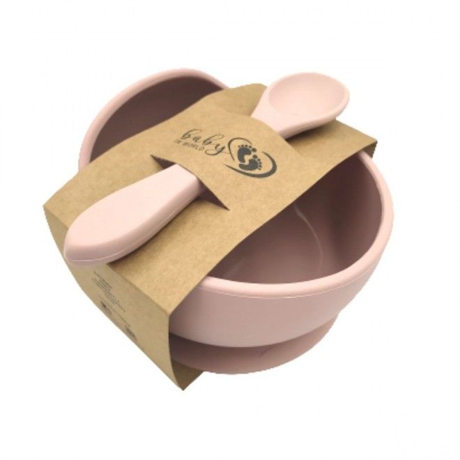 Miska silikonowa z przyssawką i łyżeczką Rose