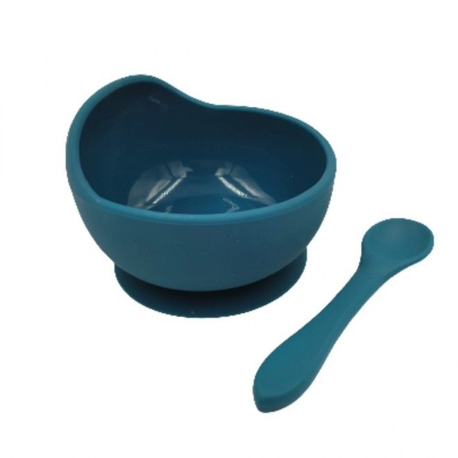 BABY IN WORLD Miska silikonowa z przyssawką i łyżeczką Ocean