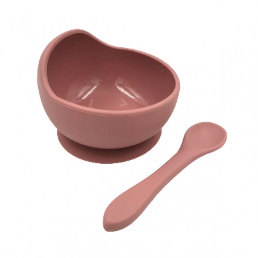 BABY IN WORLD Miska silikonowa z przyssawką i łyżeczką Lilac