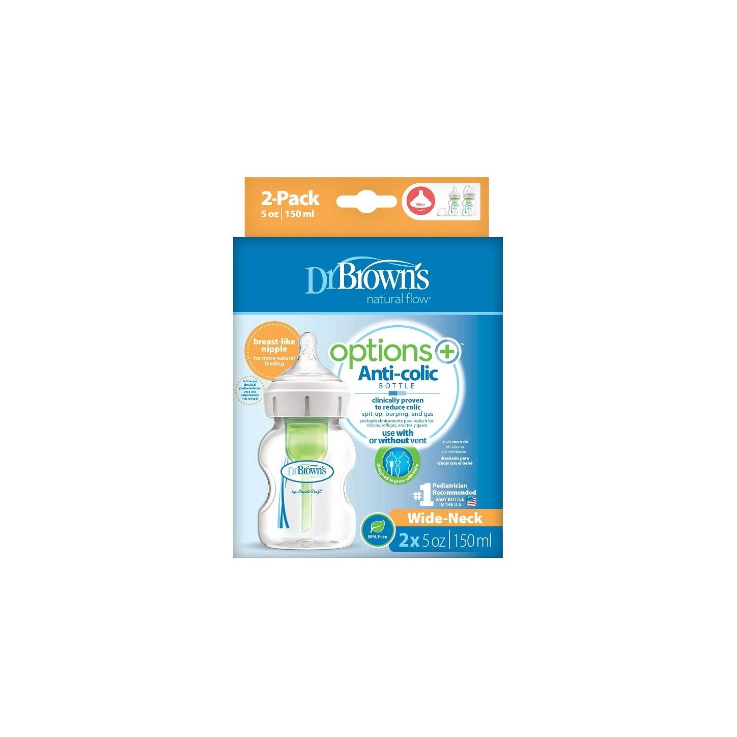 Dr. Brown's Butelka szeroka szyjka 150ml PP Options+ 2-pak