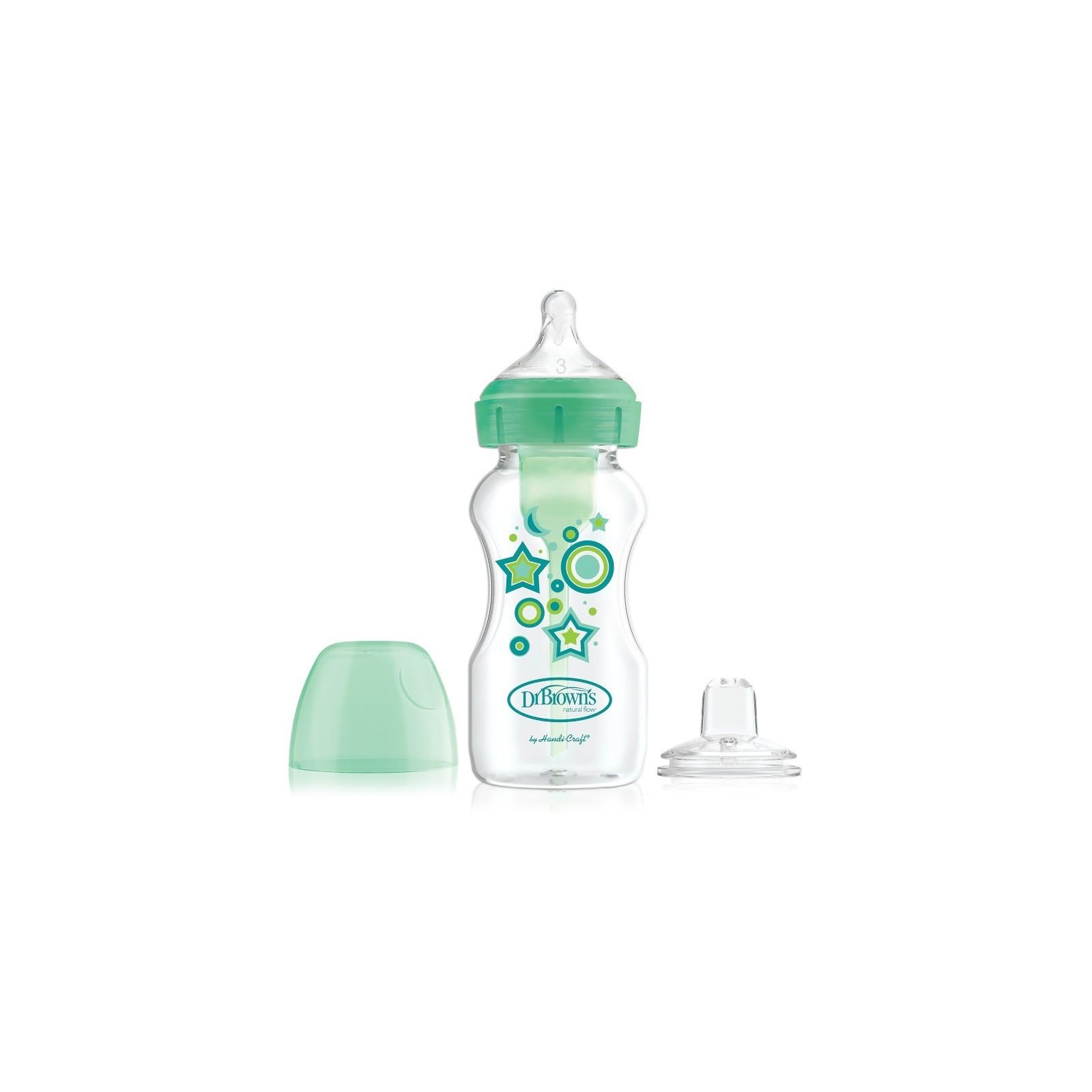 Dr.Browns Butelka szeroka szyjka 270ml Options + dekorowana zielony