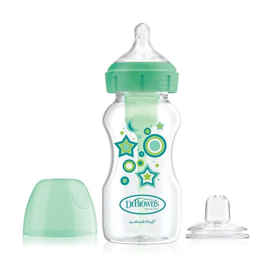 Dr.Browns Butelka szeroka szyjka 270ml Options + dekorowana zielony