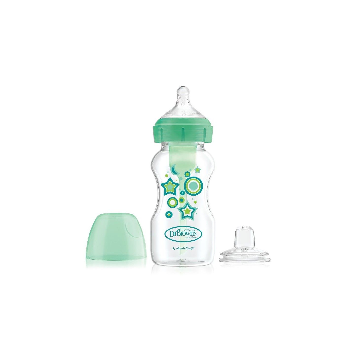 Dr. Brown's Butelka szeroka szyjka 270ml Options + dekorowana zielony
