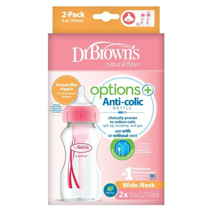 Dr. Brown's Butelka szeroka szyjka 270ml PP Options+ 2-pak różowy