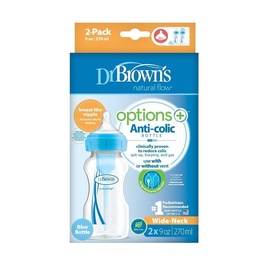 Dr. Brown's Butelka szeroka szyjka 270ml PP Options+ 2-pak niebieski