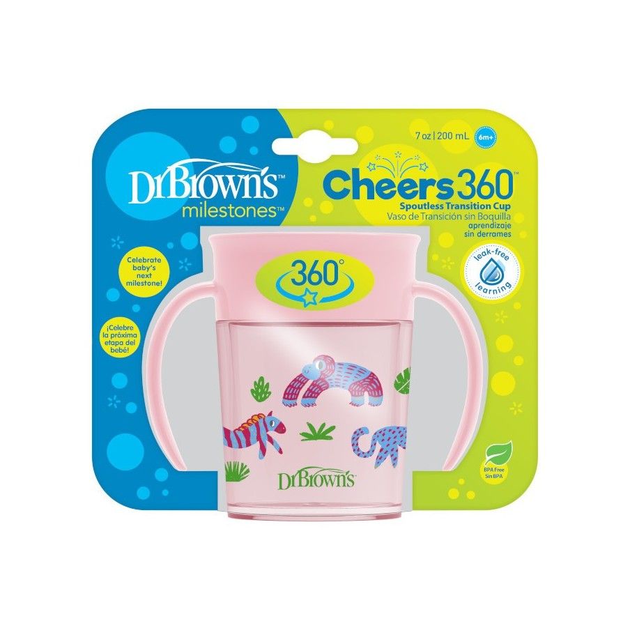 Dr. Brown's Kubek Picie jak ze szklanki 200ml różowy