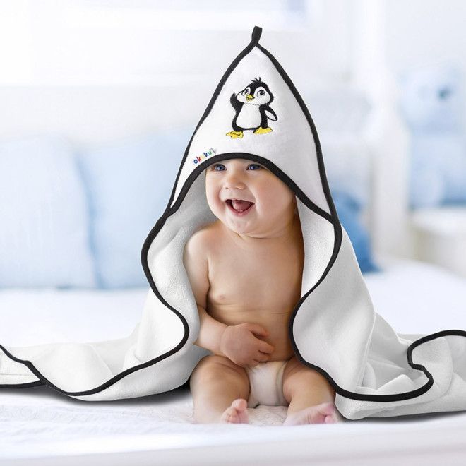 Akuku Okrycie kąpielowe 100x100 cm bawełna Pingwin