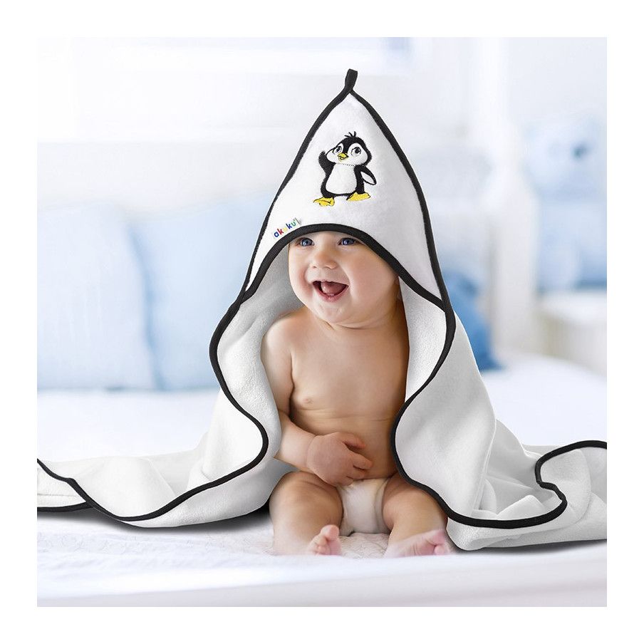 Akuku Okrycie kąpielowe 100x100 cm bawełna Pingwin