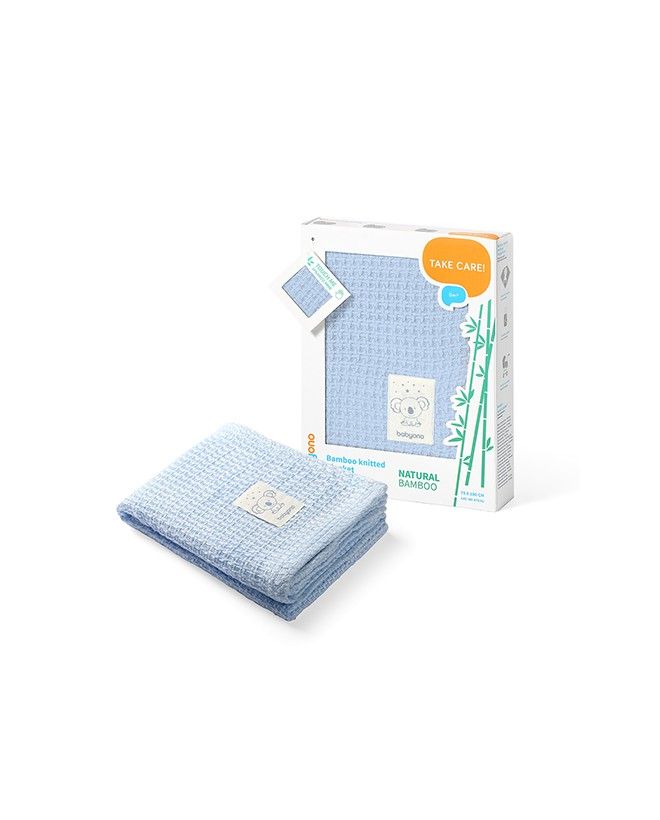 BabyOno Kocyk dzianinowy bambusowy niebieski Take Care