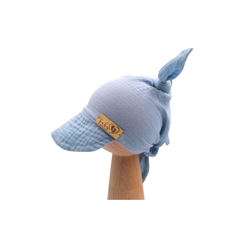 Muślinowa Chustka z Daszkiem Niemowlęca Niebieska