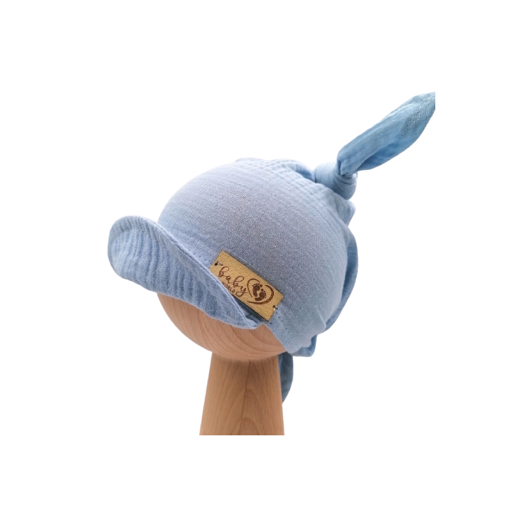 BABY IN WORLD Muślinowa Chustka z Daszkiem Niemowlęca Niebieska