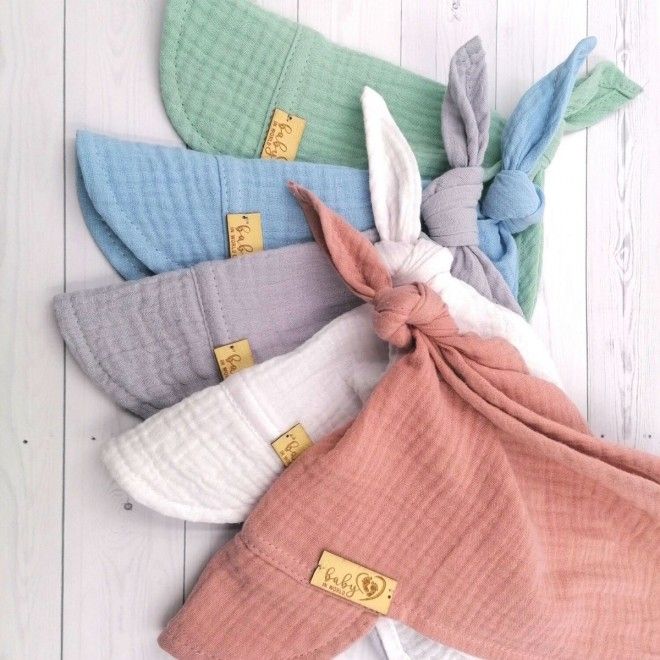 Muślinowa Chustka z Daszkiem Niemowlęca Niebieska