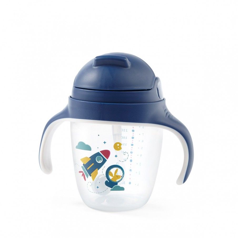 Kubek niekapek z obciążoną słomką