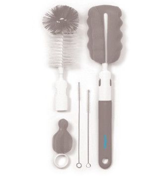Zestaw szczotek do butelek i smoczków z wymienną rączką szary Take Care