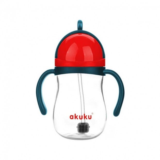 Bidon ze słomką z odważnikiem blue/red