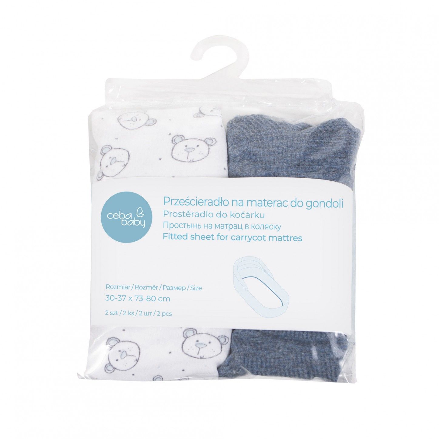 CEBA Prześcieradło do gondoli 2szt Blue + Teddy Bear