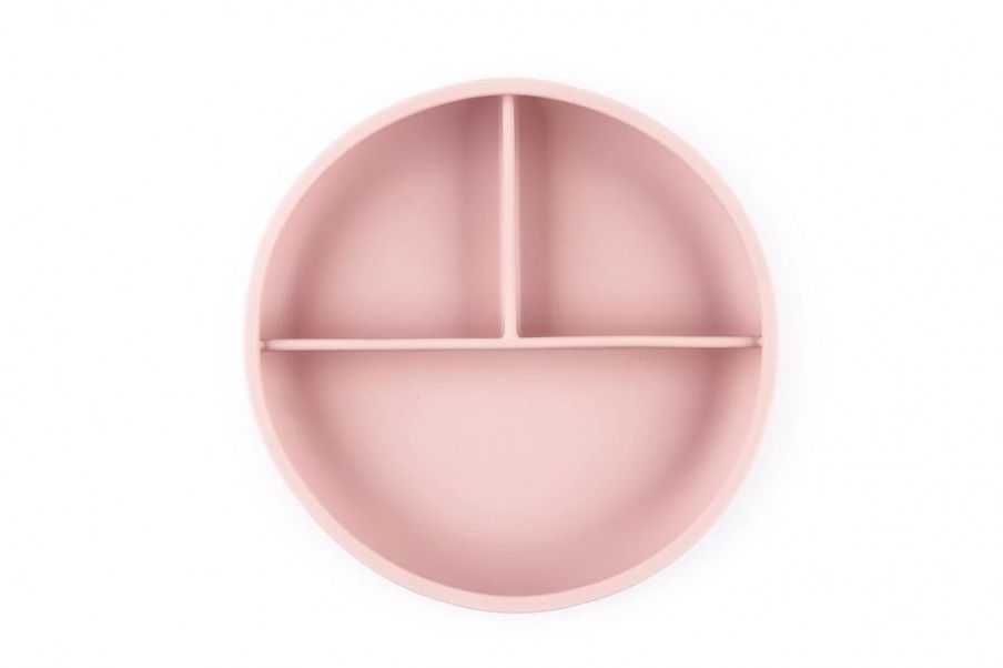 BABY IN WORLD Talerz silikonowy z podziałką Powder Rose