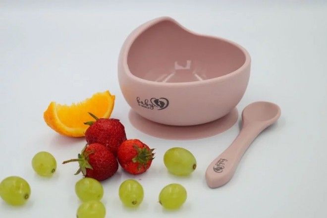 Miska silikonowa z przyssawką i łyżeczką Rose