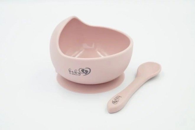 Miska silikonowa z przyssawką i łyżeczką Rose