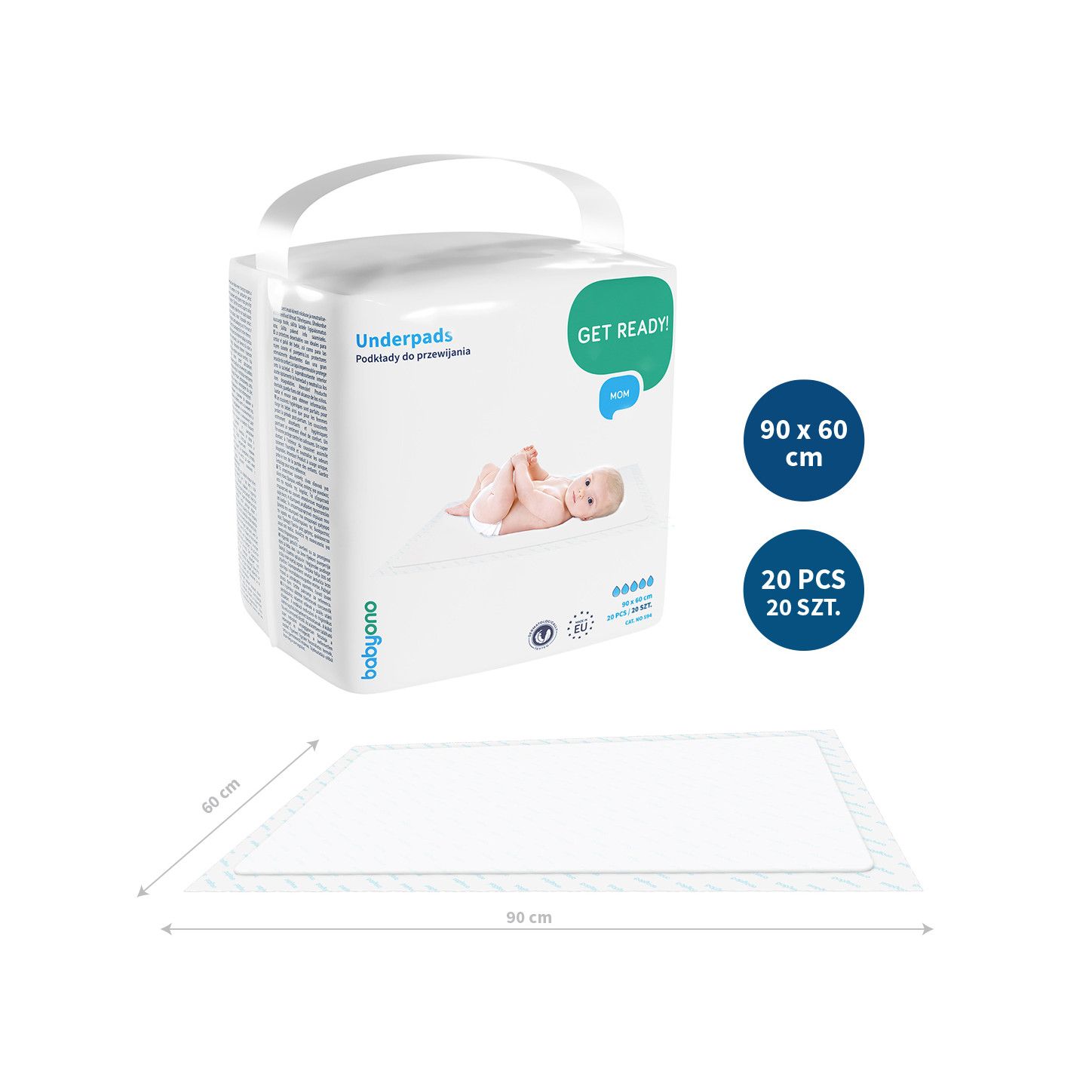 BabyOno Podkłady do przewijania 90x60 20szt.