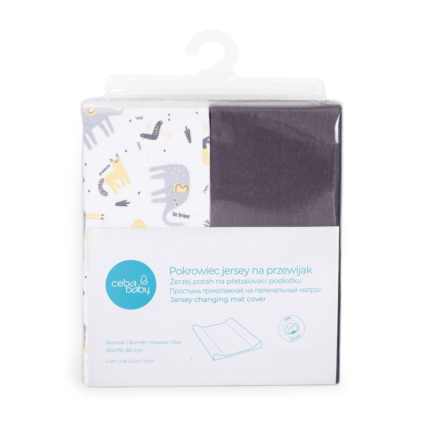 CEBA Pokrowiec na przewijak 50x70-80 2szt. Dark grey + Elephant