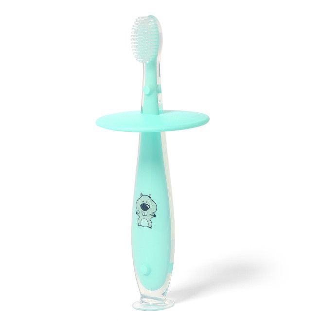 BabyOno Bezpieczna szczoteczka do zębów 12+ szary/miętowy Take Care