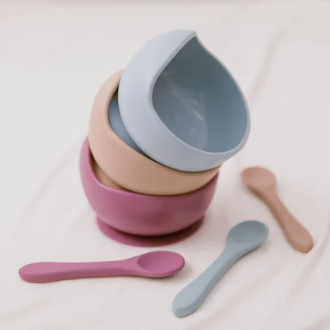 Miska silikonowa z przyssawką i łyżeczką Sage