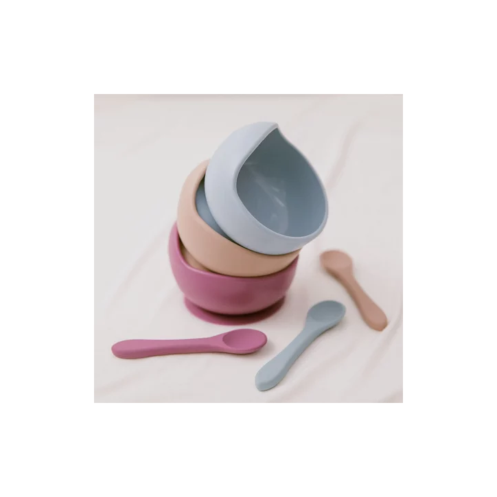 BABY IN WORLD Miska silikonowa z przyssawką i łyżeczką Sage