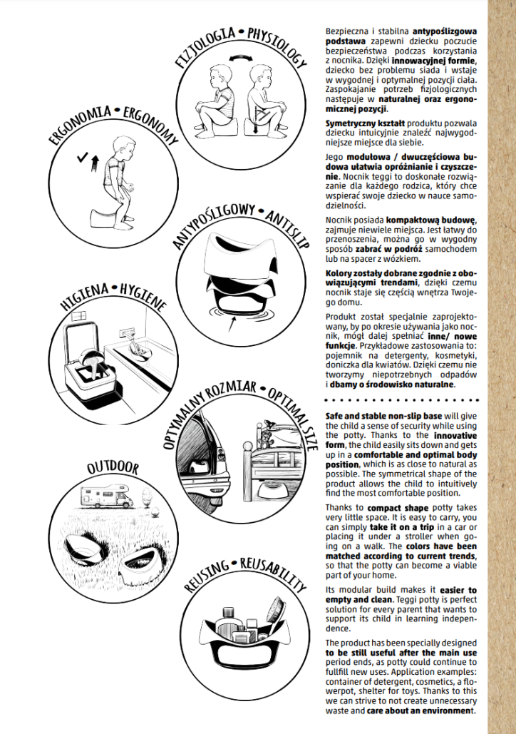 Tega Nocnik teggi różowy/szary