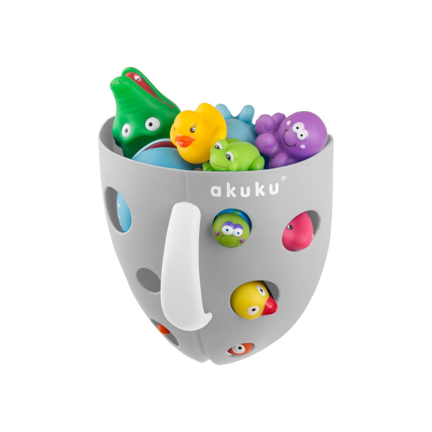 Akuku Pojemnik na zabawki kąpielowe szary