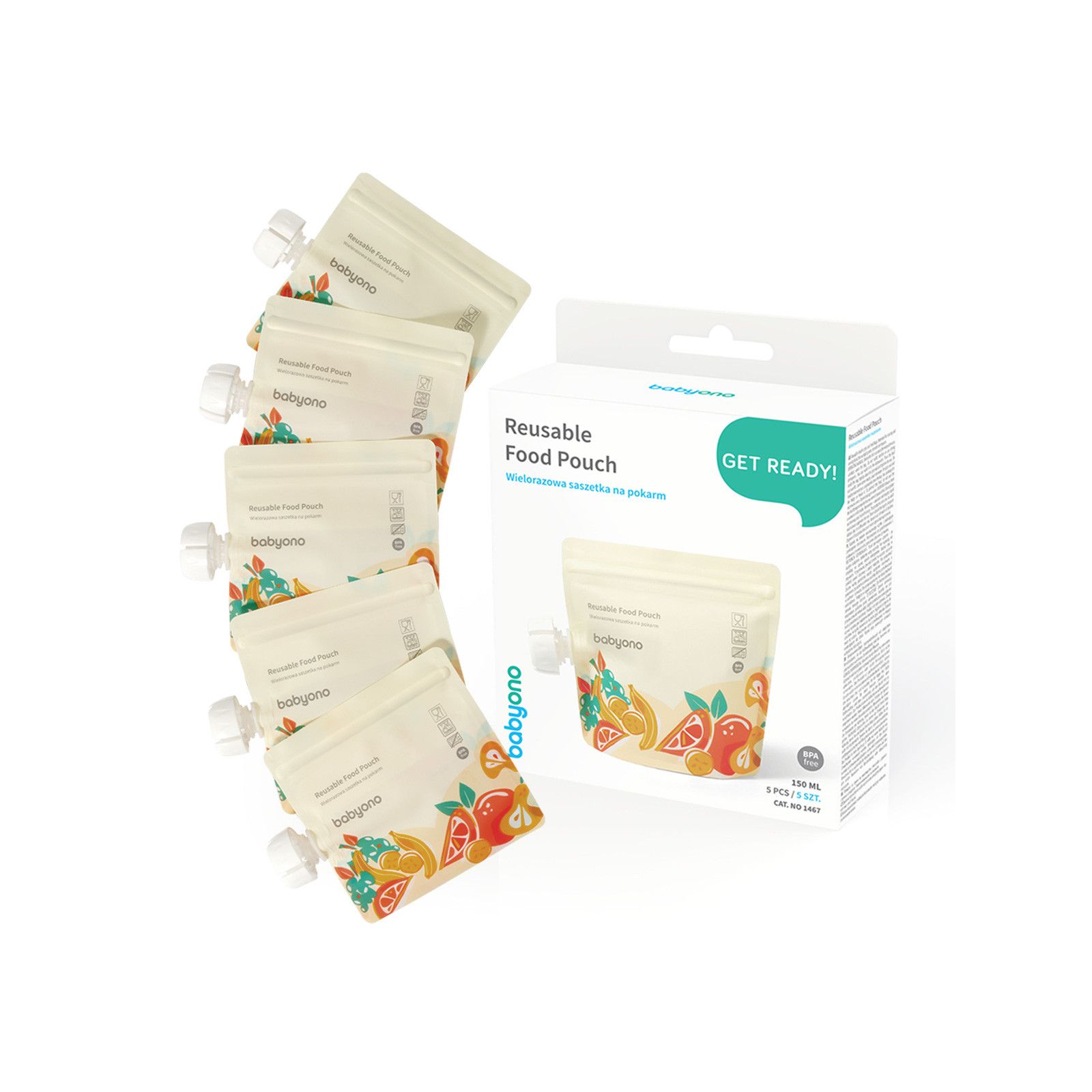 Wielorazowe saszetki na pokarm 150ml. 5szt.