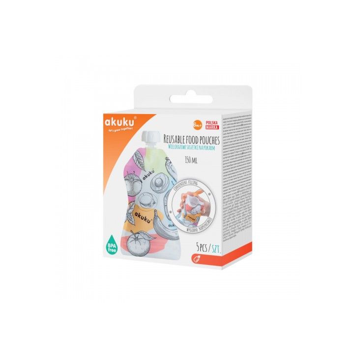 Akuku Saszetki wielorazowe na musy pokarm