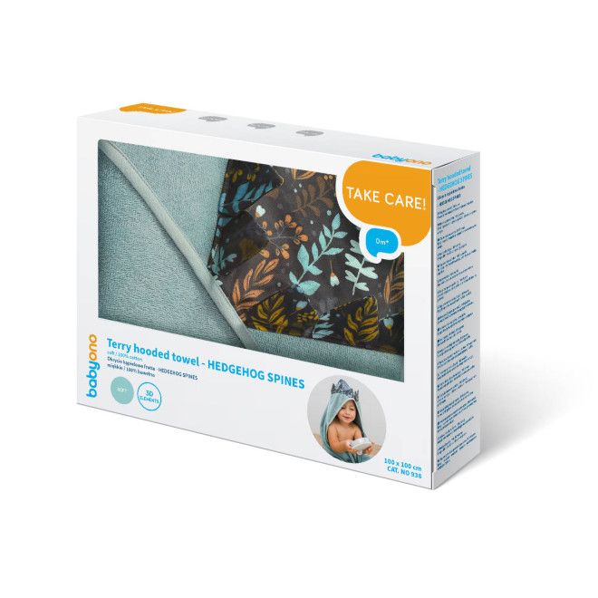 Bo Okrycie kąpielowe Frotte z uszkami 100x100 Hedgehog Spines zielony