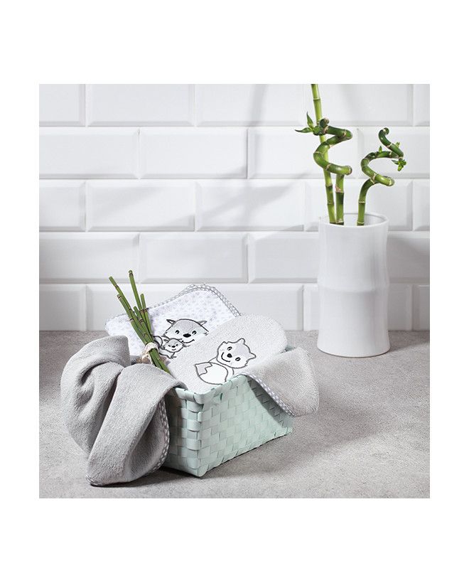 BabyOno Okrycie kąpielowe bambusowe - ręcznik z kapturkiem 100x100 szare Take Care