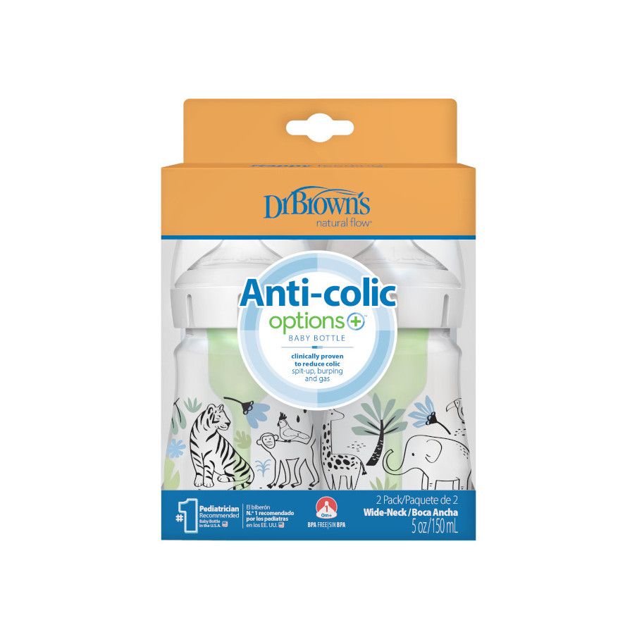 Dr. Brown's Butelka szeroka szyjka 150 ml Options Plus 2-pak Dżungla