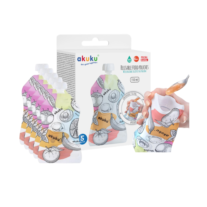 Akuku Saszetki wielorazowe na musy pokarm