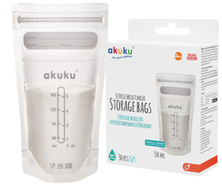 Akuku Sterylne woreczki do przechowywania pokarmu 150 ml