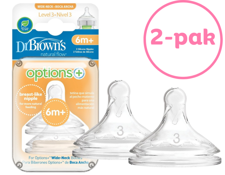 Dr. Brown's Smoczek szeroka szyjka poziom 3 do butelki OPTIONS+ 2-pak