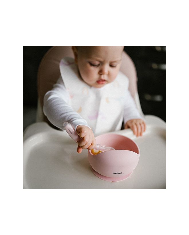 BabyOno Silikonowa miseczka z przyssawką różowa