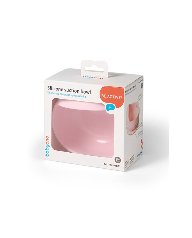 BabyOno Silikonowa miseczka z przyssawką różowa