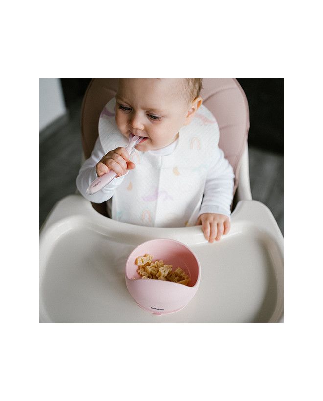 BabyOno Silikonowa miseczka z przyssawką różowa