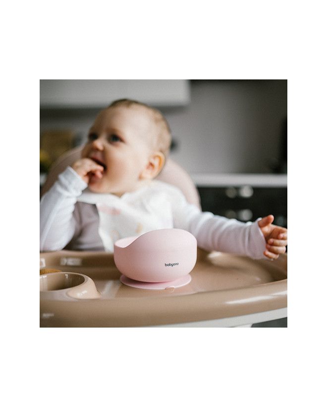 BabyOno Silikonowa miseczka z przyssawką różowa
