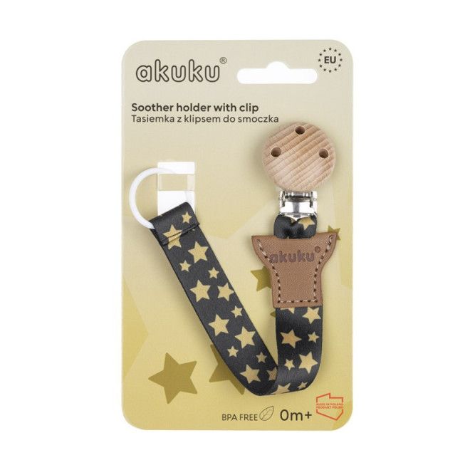 Tasiemka / zawieszka do smoczka gwiazdki złote