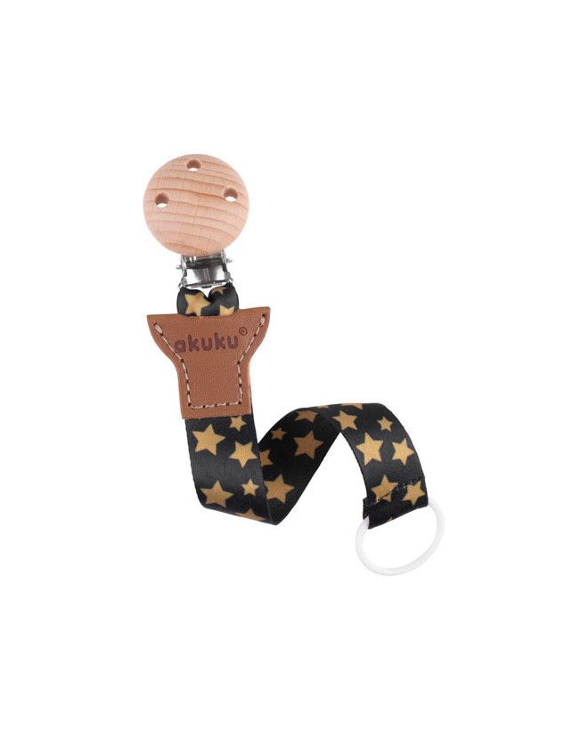 Akuku Tasiemka / zawieszka do smoczka gwiazdki złote