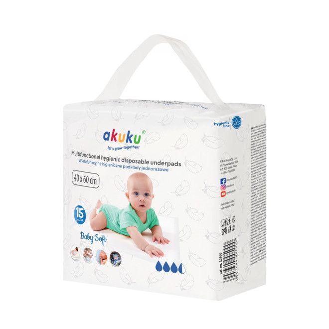 Akuku Podkład jednorazowy 40x60 Baby Soft 15 szt