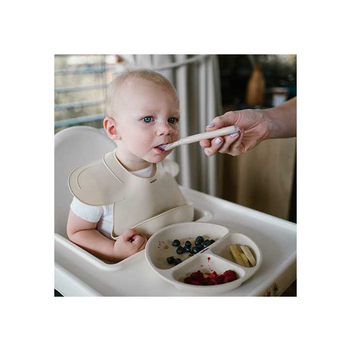 BabyOno Silikonowy talerzyk z przyssawką beżowy