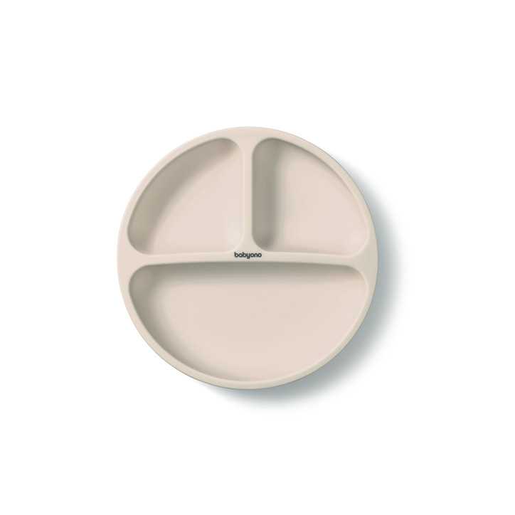 BabyOno Silikonowy talerzyk z przyssawką beżowy